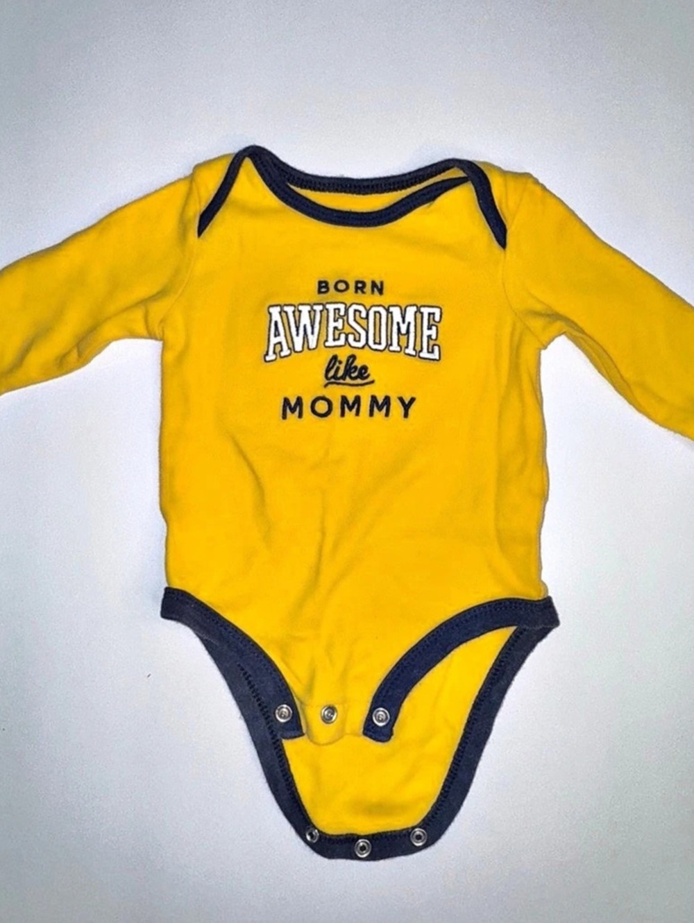 Carter's Born Awesome Like Mommy Long Sleeve Bodysuit Baby 3M Yellow & Black